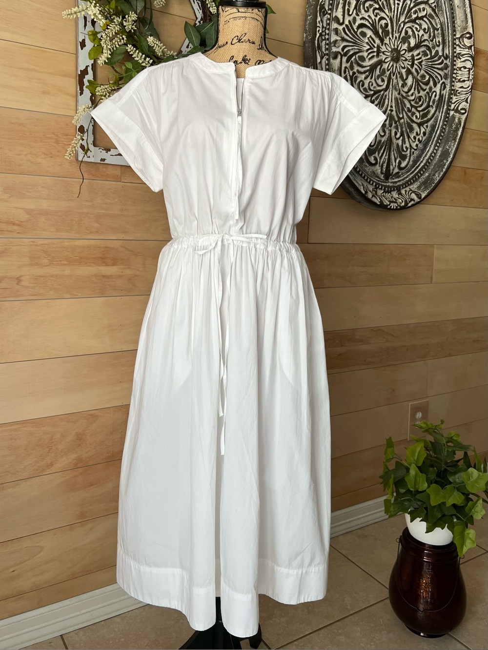 Free Assembly White Drawstring Midi Dress - Classic Casual Size Small